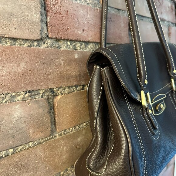 👜 Etienne Aigner Chocolate Brown Leather Satchel Handbag 👜 - Picture 5 of 9